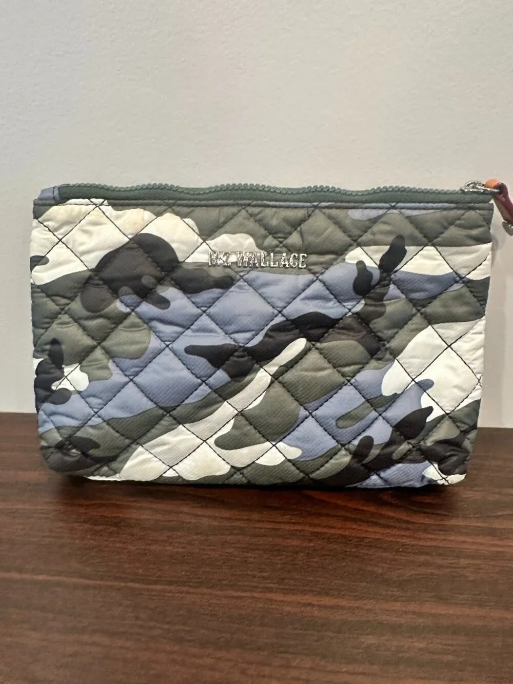MZ Wallace Savoy Flat Pouch Ocean Camo Quilted NWOT